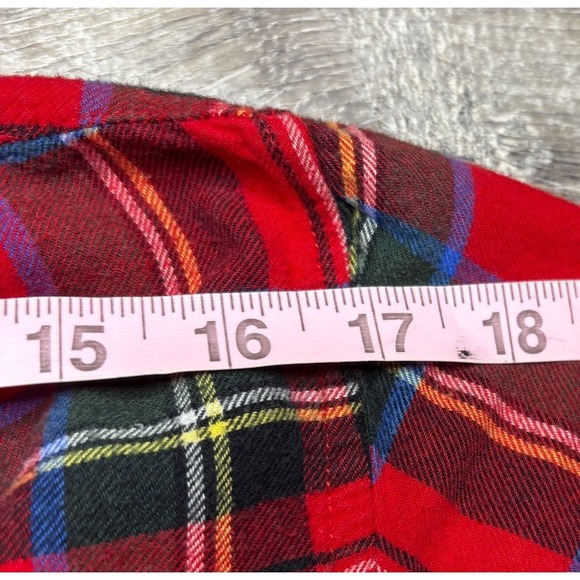 Ralph Lauren Women's Flannel Red Pajama Set Long Sleeve Cropped Pants Medium - Picture 8 of 10